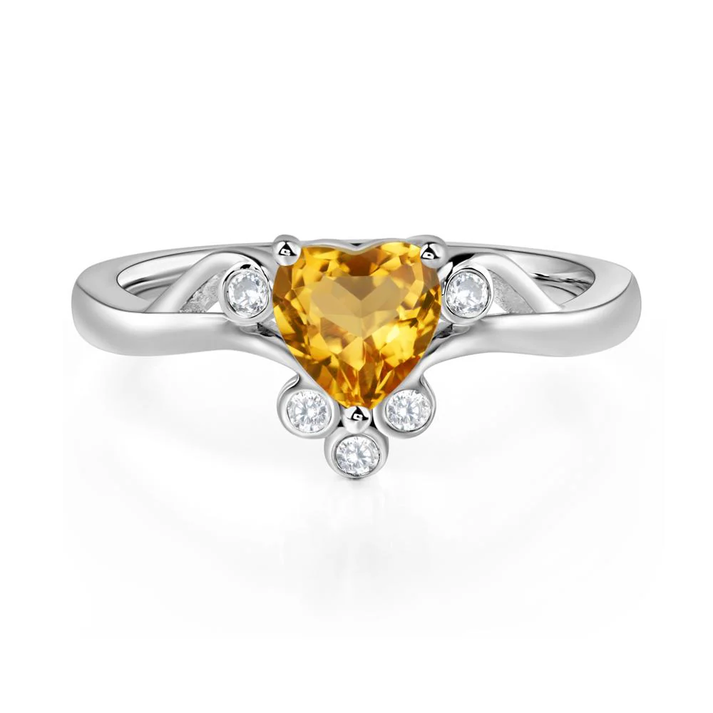 Heart Shaped Citrine Wave Ring - Image 3