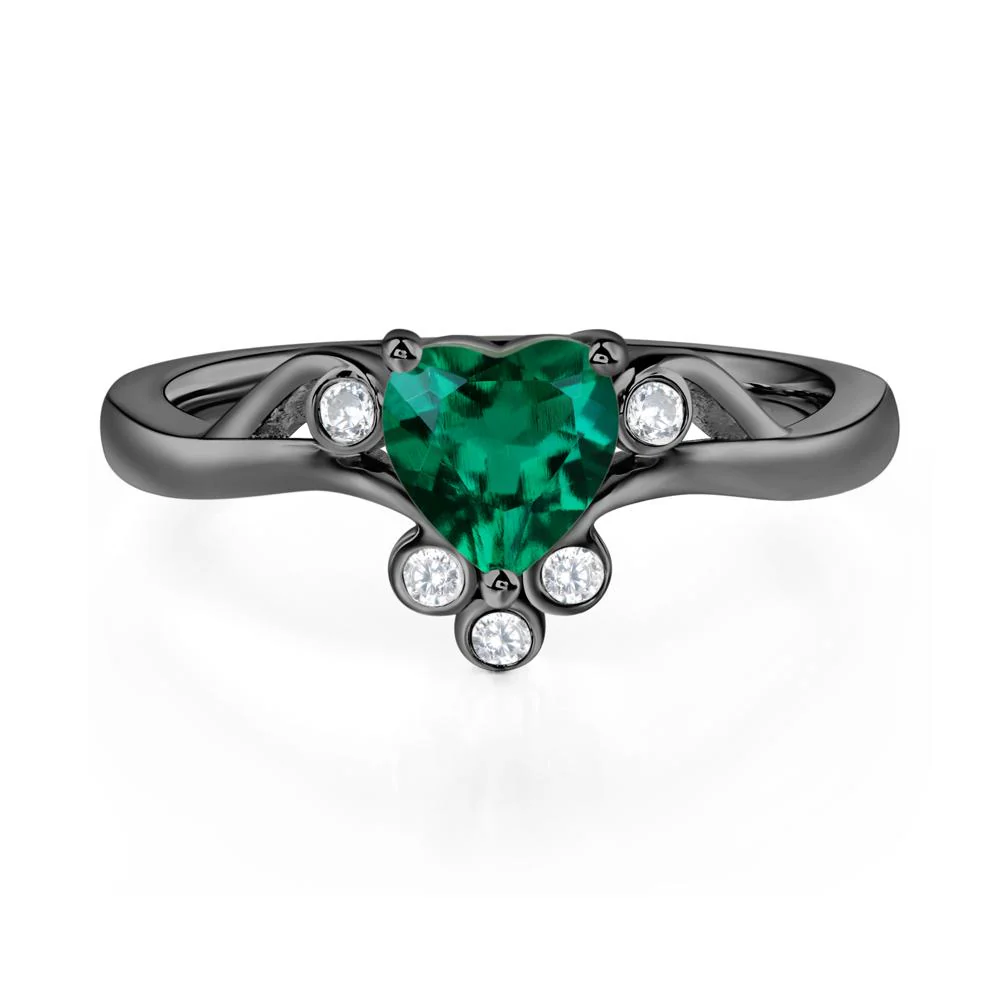 Emerald Scroll Engagement Ring