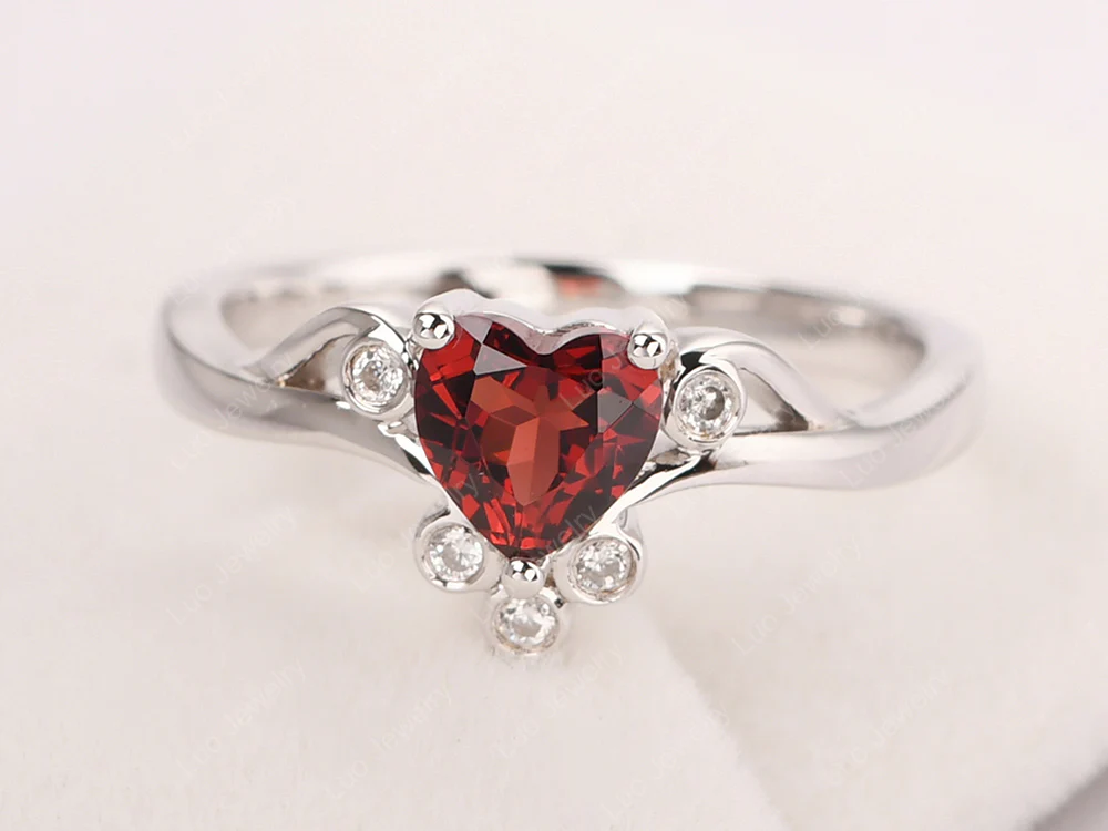 Garnet Heart Shaped Promise Ring - Image 10