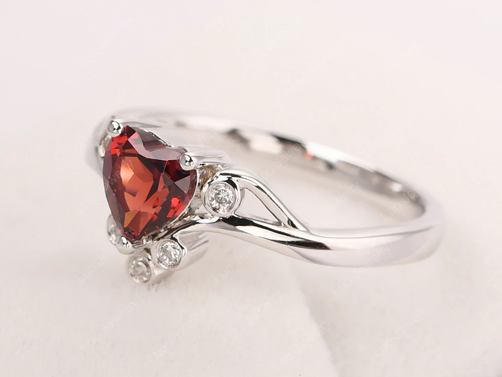 Garnet Heart Shaped Promise Ring - Image 11