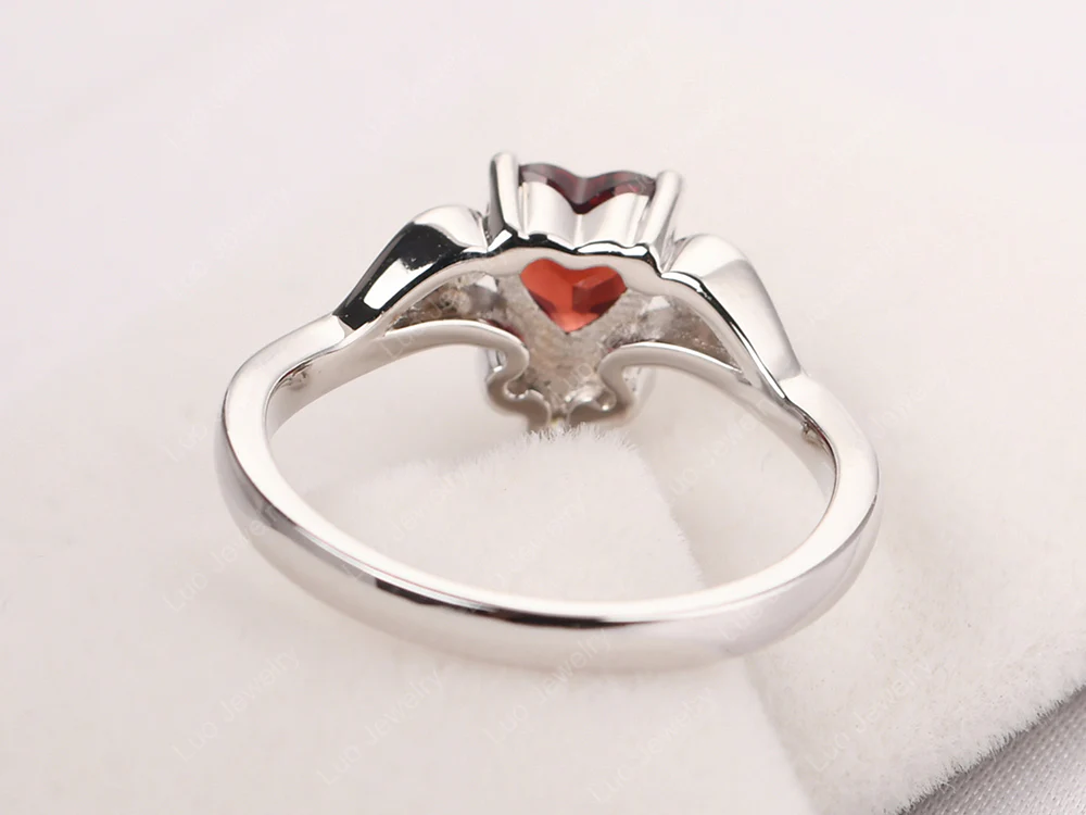 Garnet Heart Shaped Promise Ring - Image 12