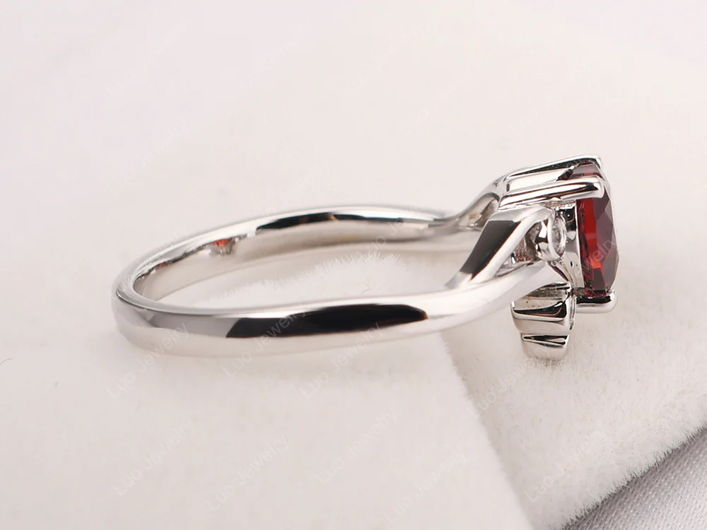 Garnet Heart Shaped Promise Ring - Image 13