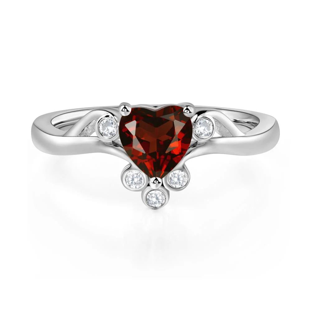 Garnet Heart Shaped Promise Ring - Image 2