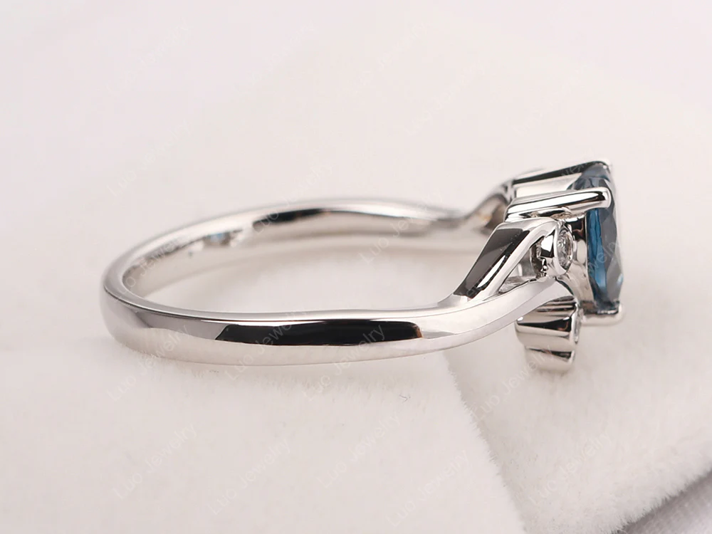 London Blue Topaz Heart Shaped Promise Ring - Image 13