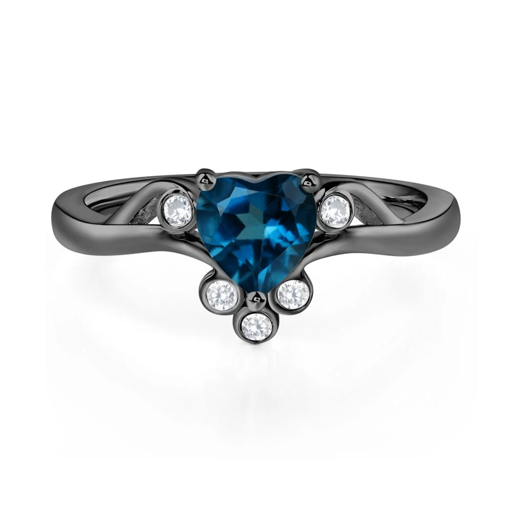 London Blue Topaz Heart Shaped Promise Ring - Image 3
