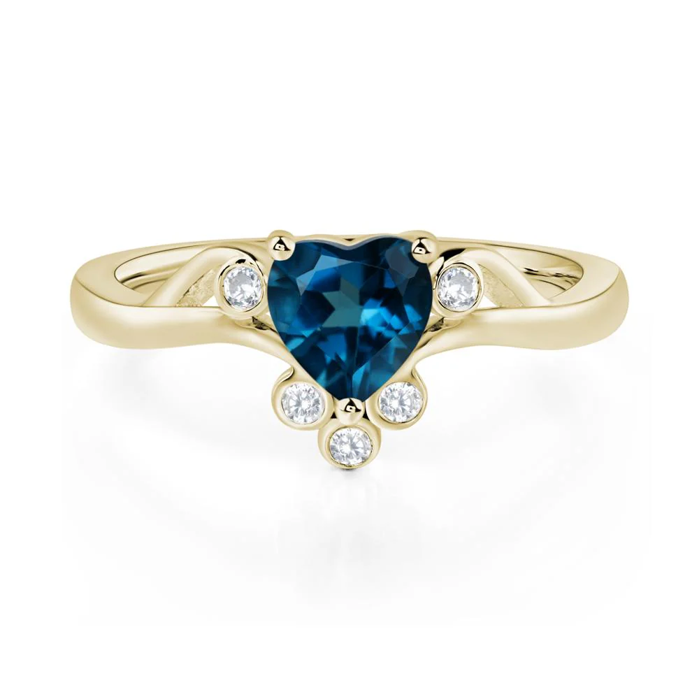 London Blue Topaz Heart Shaped Promise Ring - Image 5