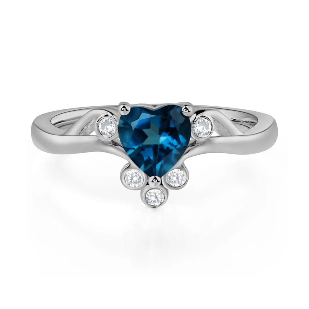 London Blue Topaz Heart Shaped Promise Ring - Image 6