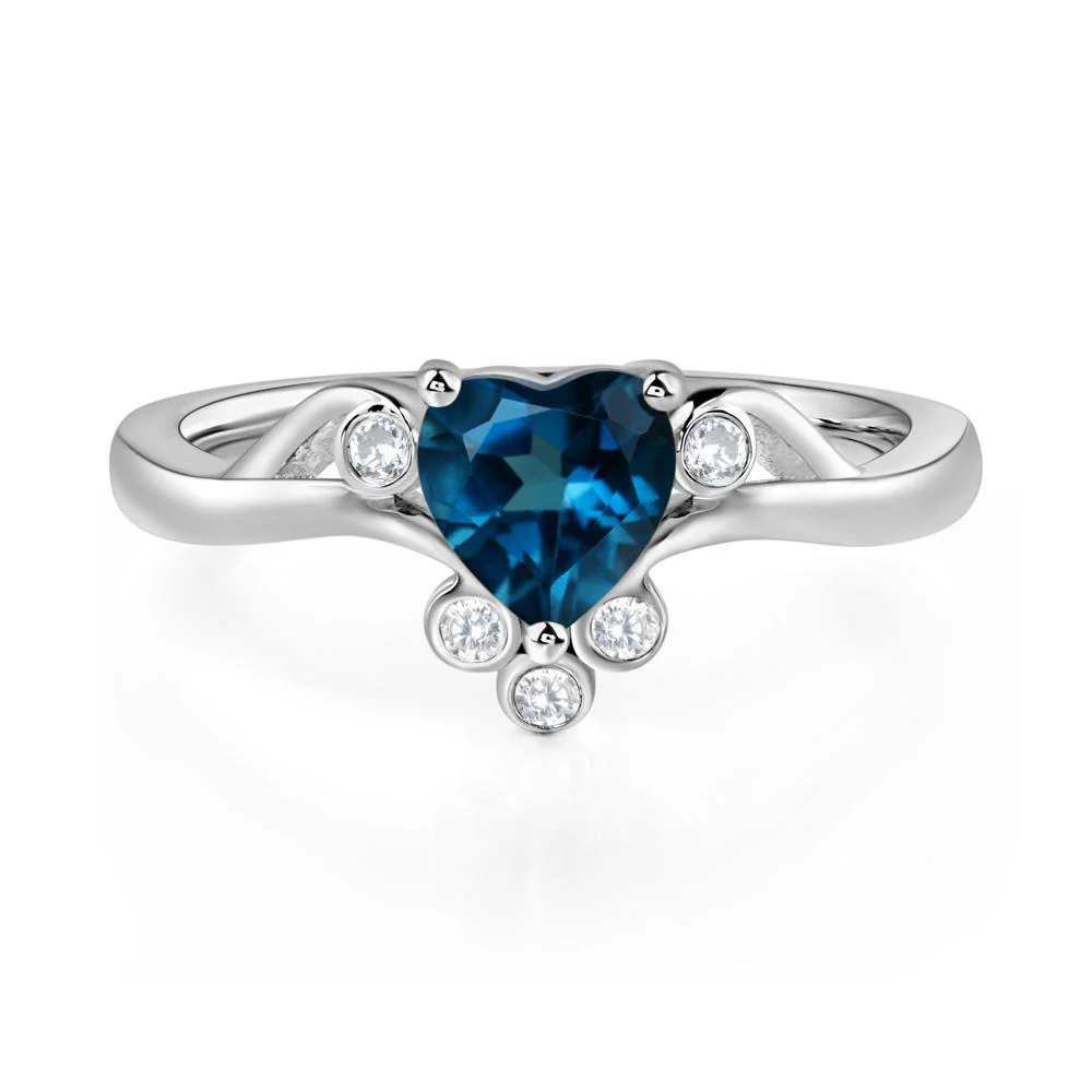 London Blue Topaz Heart Shaped Promise Ring - Image 7