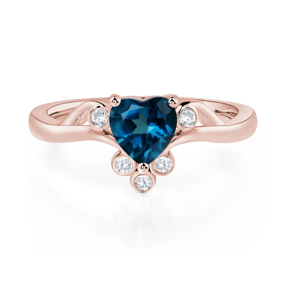London Blue Topaz Heart Shaped Promise Ring - Image 9