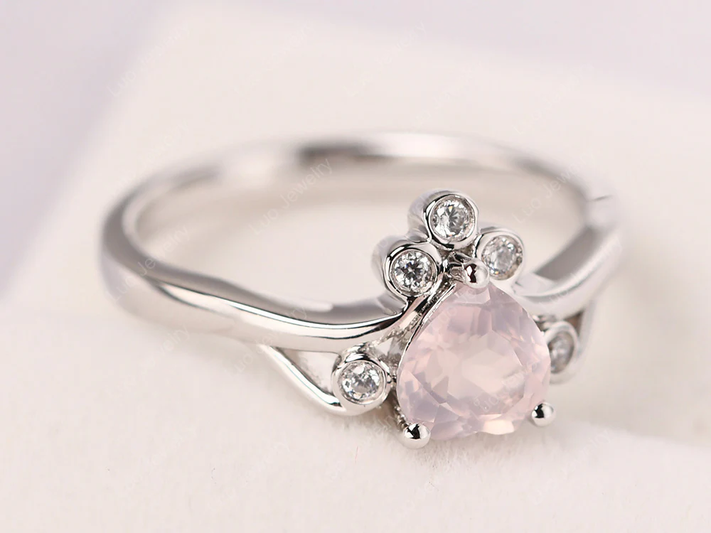 Rose Quartz Scroll Engagement Ring - Image 11