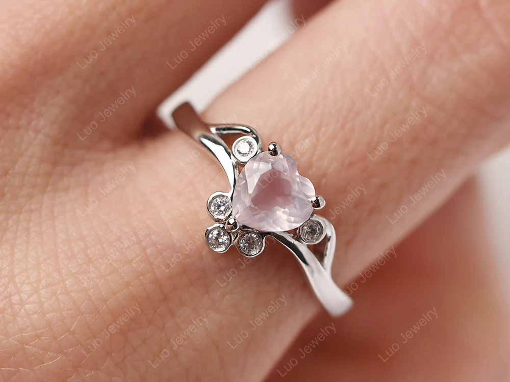 Rose Quartz Scroll Engagement Ring - Image 14