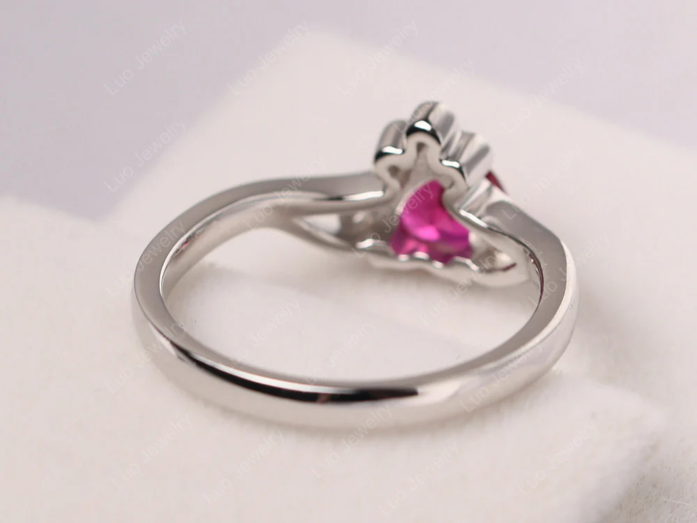 Ruby Heart Shaped Promise Ring - Image 12