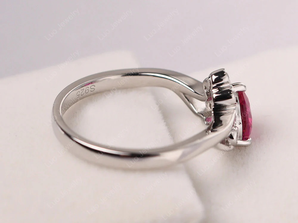 Ruby Heart Shaped Promise Ring - Image 13