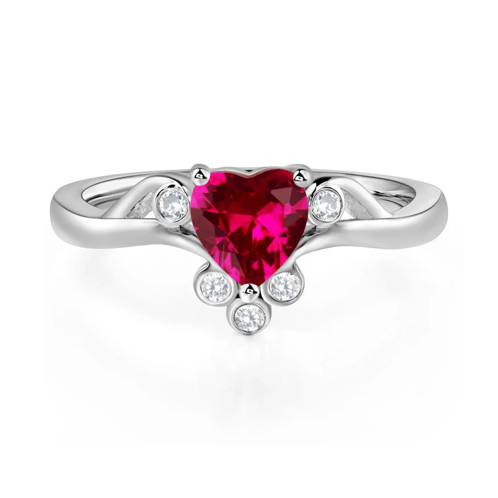 Ruby Heart Shaped Promise Ring - Image 3