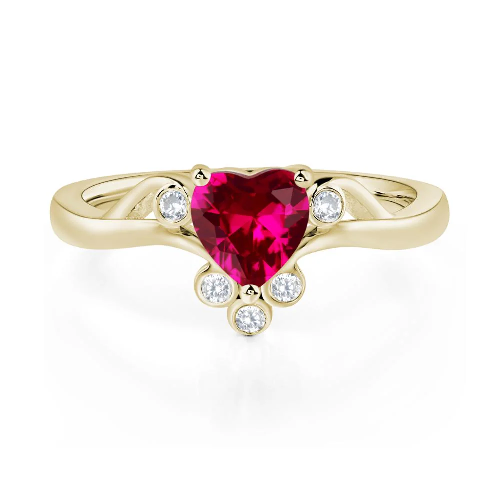 Ruby Heart Shaped Promise Ring - Image 4