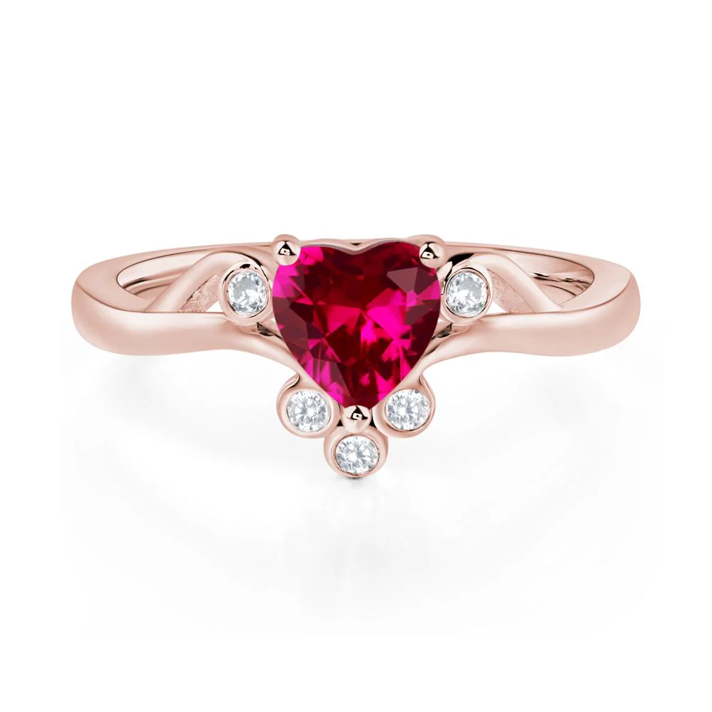 Ruby Heart Shaped Promise Ring - Image 9