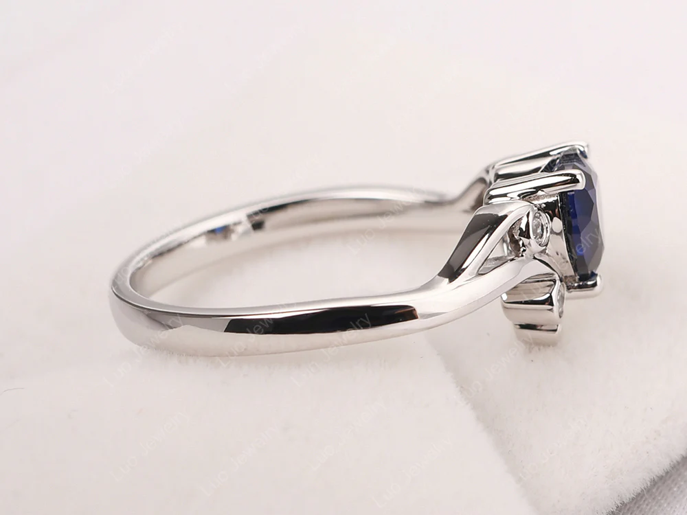 Heart Shaped Sapphire Wave Ring - Image 13
