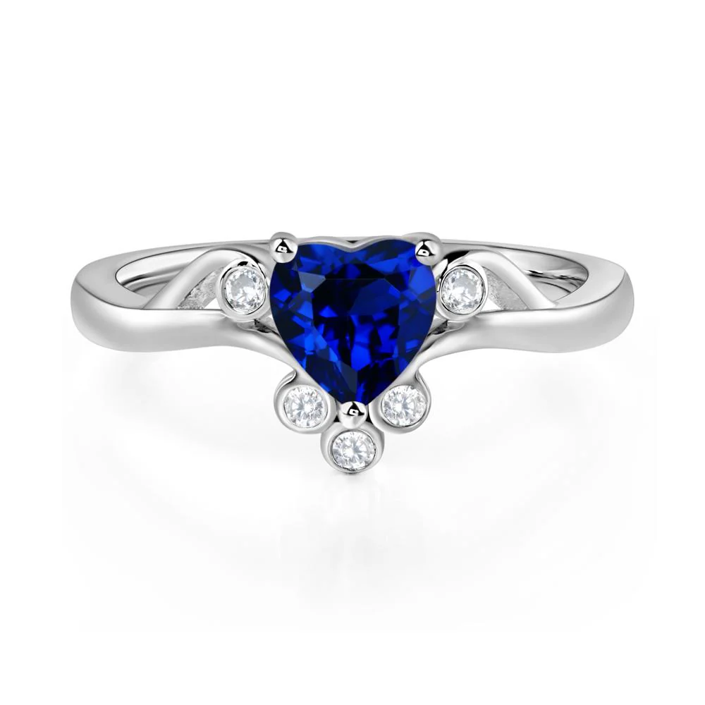 Heart Shaped Sapphire Wave Ring - Image 2