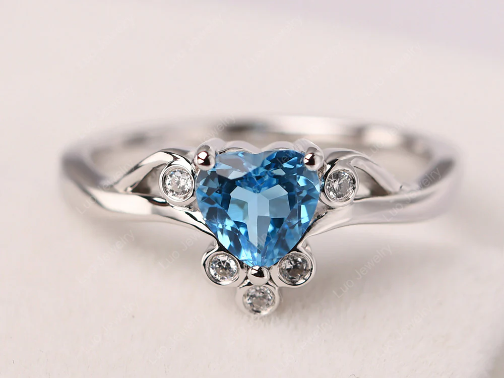 Swiss Blue Topaz Scroll Engagement Ring - Image 10