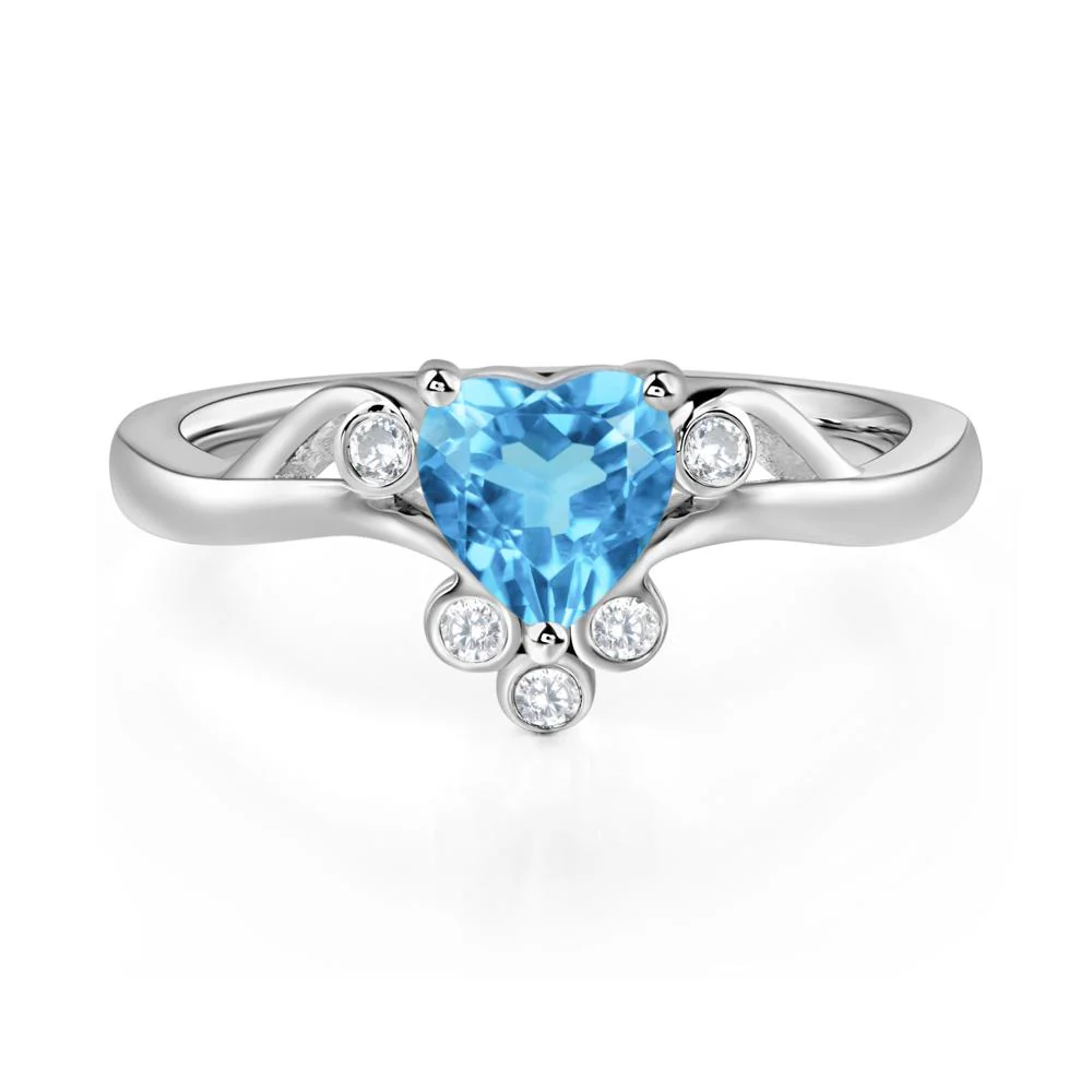 Swiss Blue Topaz Scroll Engagement Ring - Image 2