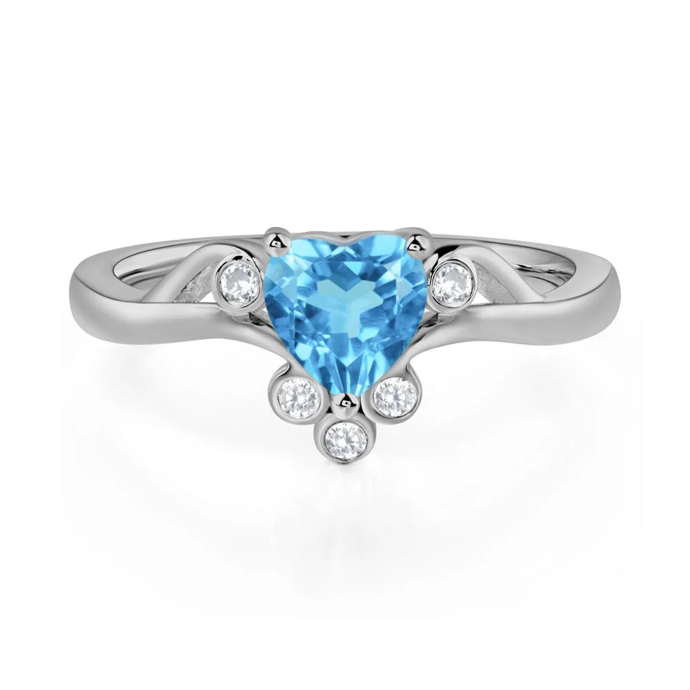 Swiss Blue Topaz Scroll Engagement Ring - Image 6