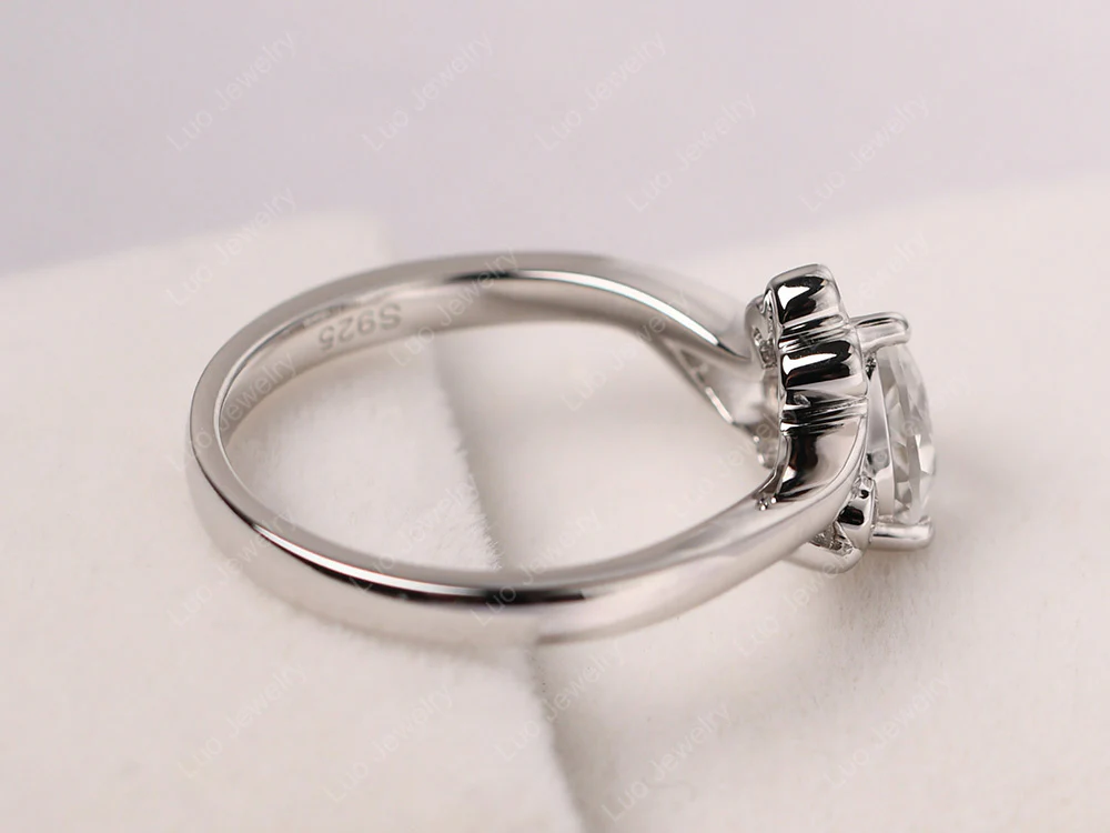 White Topaz Heart Shaped Promise Ring - Image 13