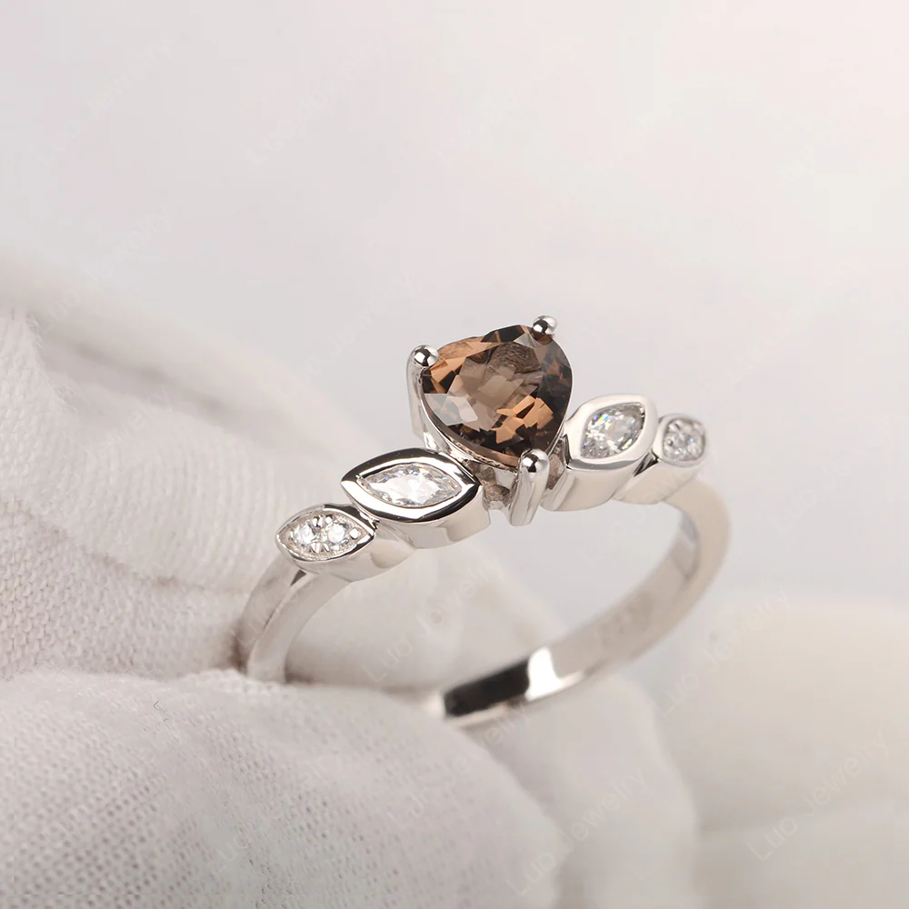 Delicate Heart Shaped Smoky Quartz Ring - Image 2