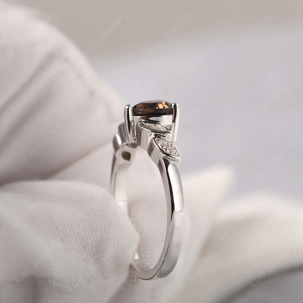 Delicate Heart Shaped Smoky Quartz Ring - Image 3