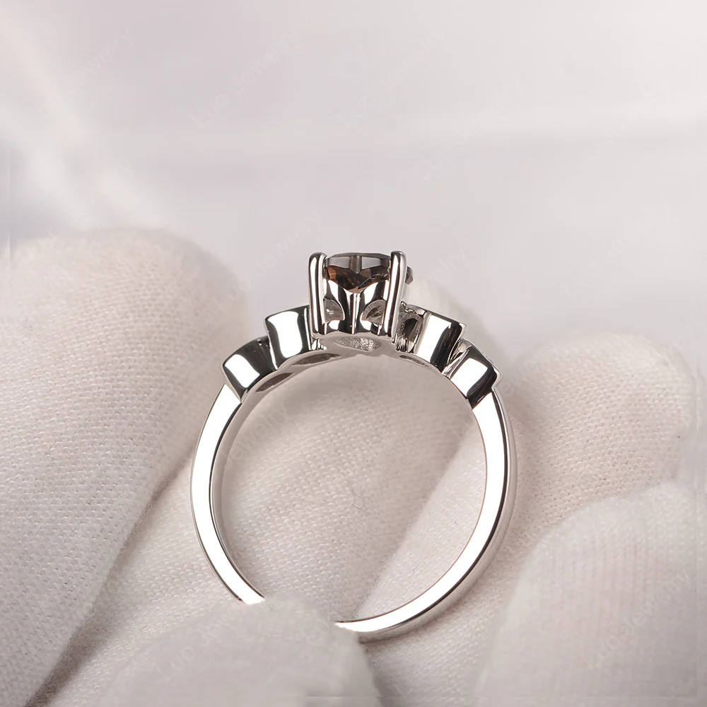 Delicate Heart Shaped Smoky Quartz Ring - Image 4