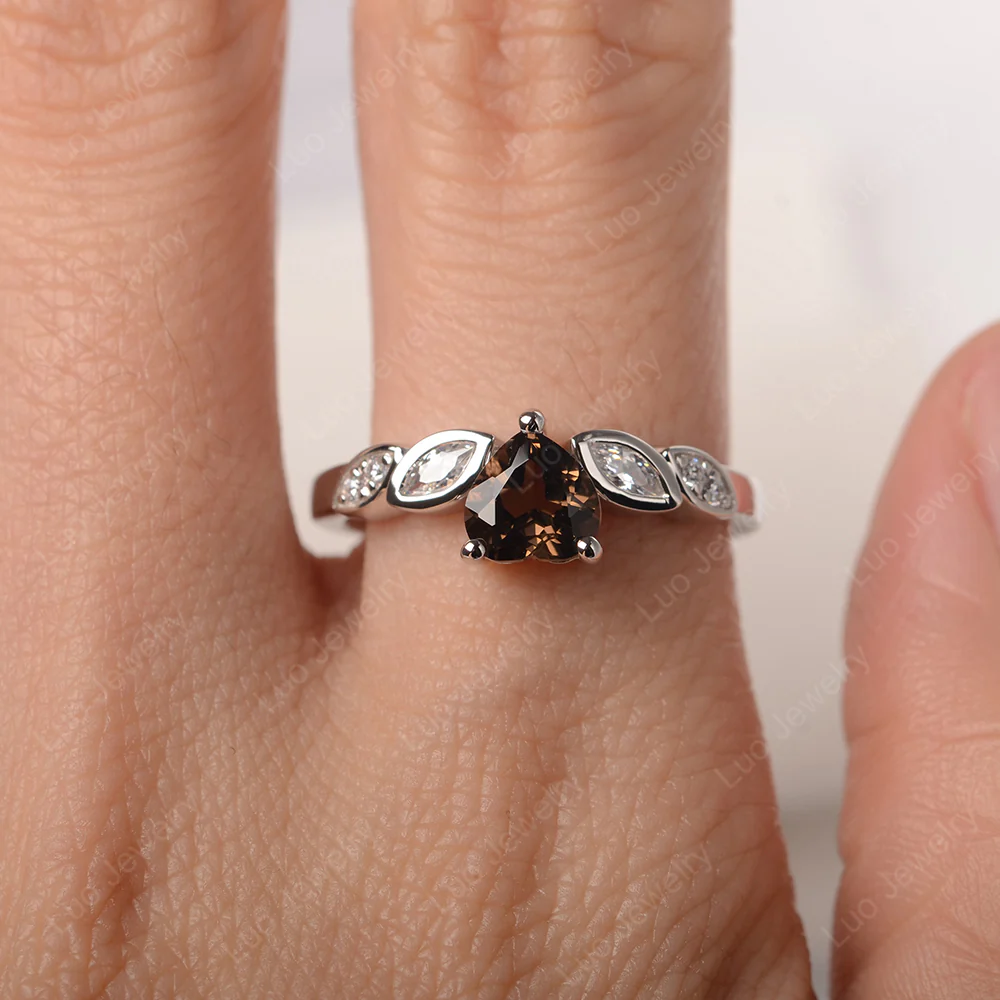 Delicate Heart Shaped Smoky Quartz Ring - Image 5