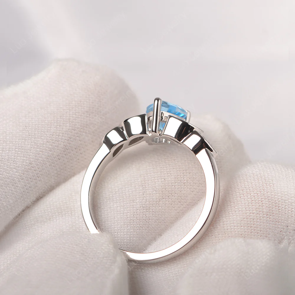 Delicate Heart Shaped Swiss Blue Topaz Ring - Image 4