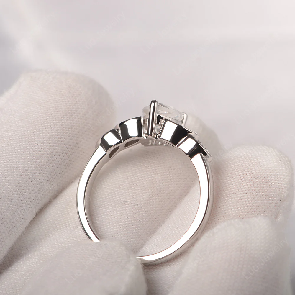 Delicate Heart Shaped White Topaz Ring - Image 4