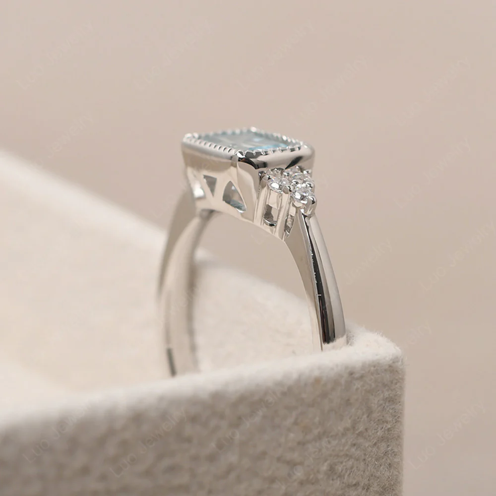 Aquamarine Classic Engagement Ring - Image 4
