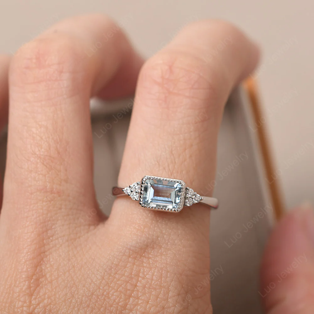 Aquamarine Classic Engagement Ring - Image 5