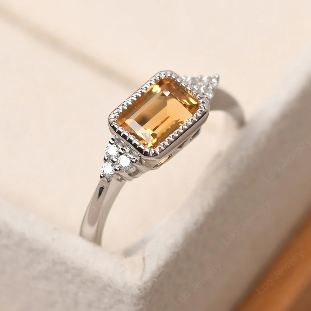 Classic Horizontal Bezel Set Citrine Ring - Image 2
