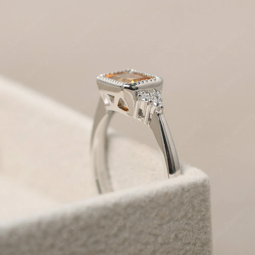 Classic Horizontal Bezel Set Citrine Ring - Image 4