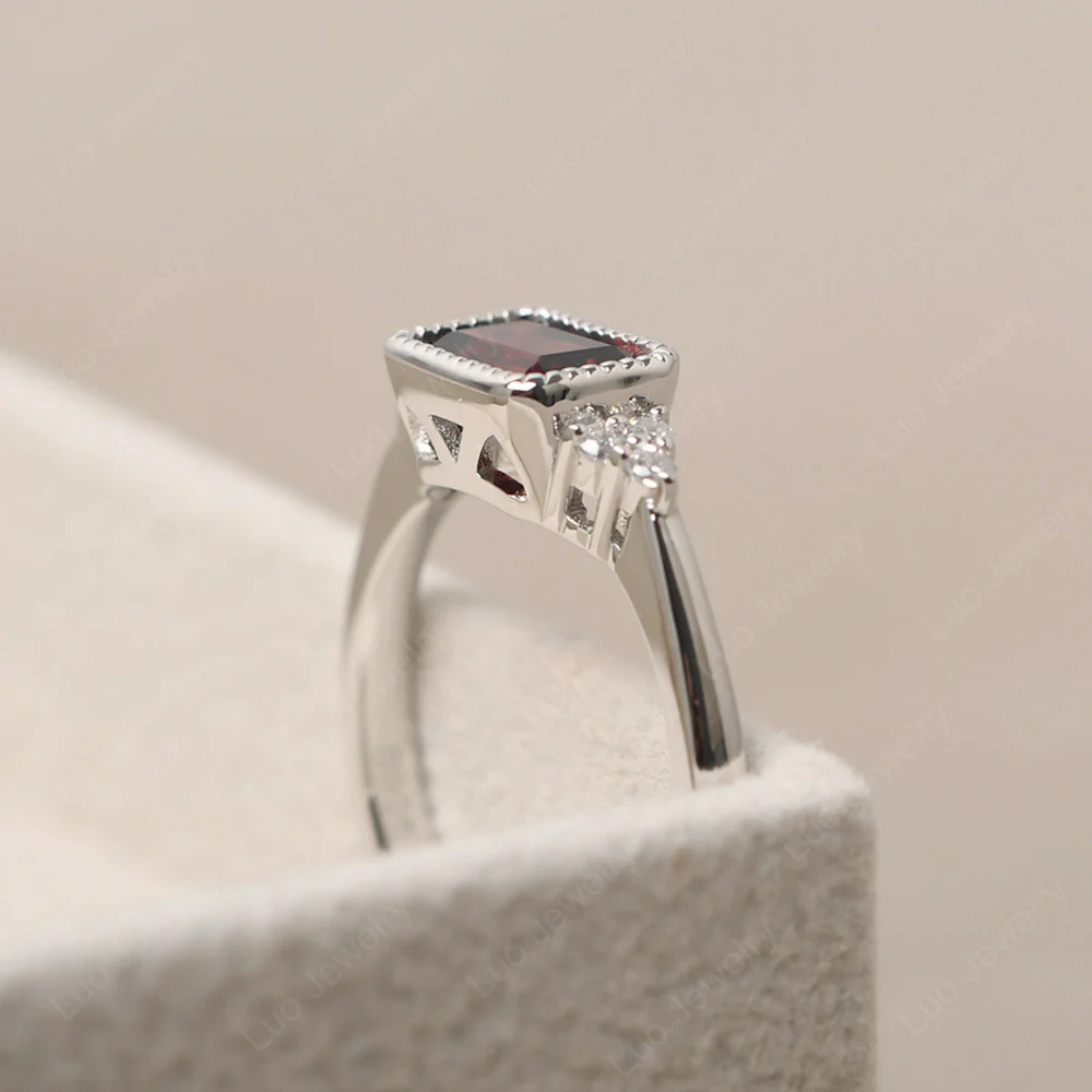 Classic Horizontal Bezel Set Garnet Ring - Image 4