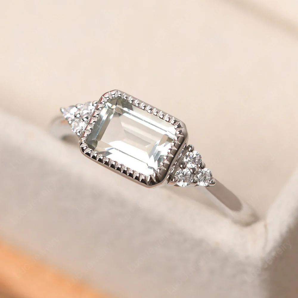 Green Amethyst Classic Engagement Ring