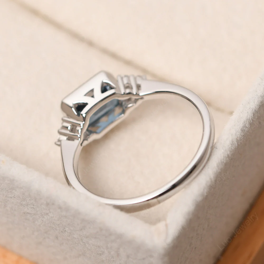 Classic Horizontal Bezel Set London Blue Topaz Ring - Image 3