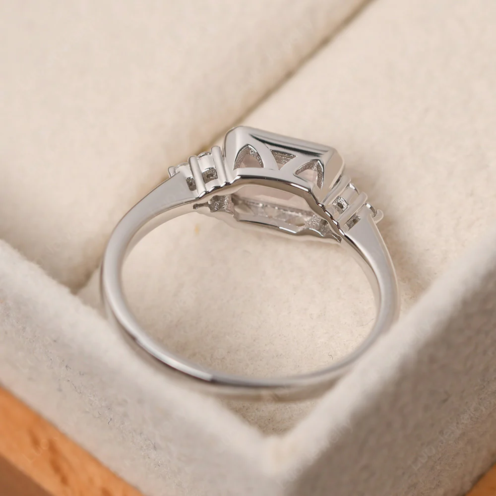 Classic Horizontal Bezel Set Rose Quartz Ring - Image 3