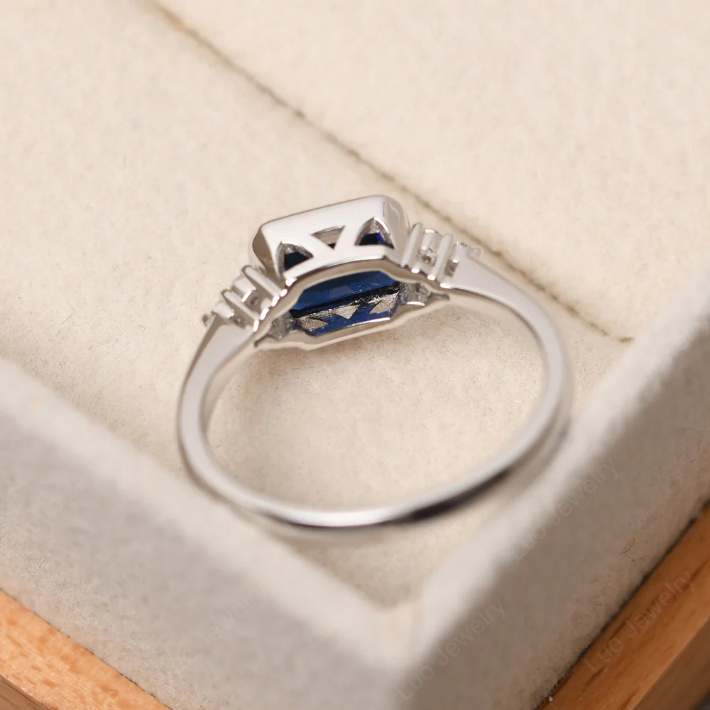 Classic Horizontal Bezel Set Sapphire Ring - Image 3