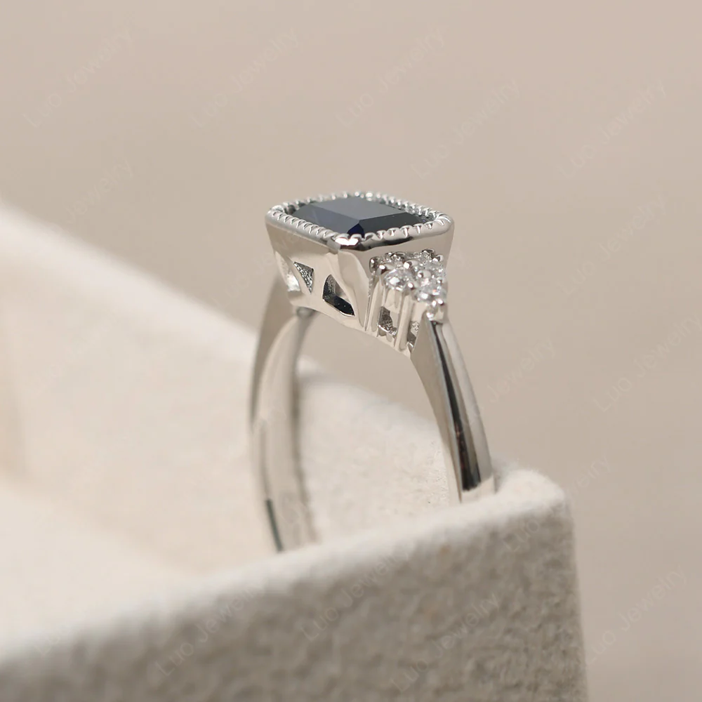 Classic Horizontal Bezel Set Sapphire Ring - Image 4