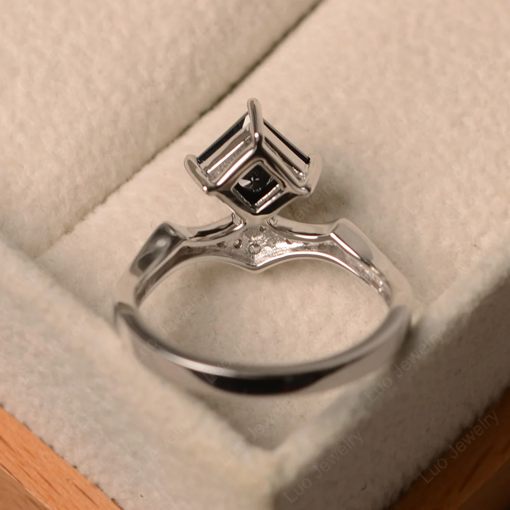 Vintage Kite Set Princess Cut Black Spinel Ring - Image 3