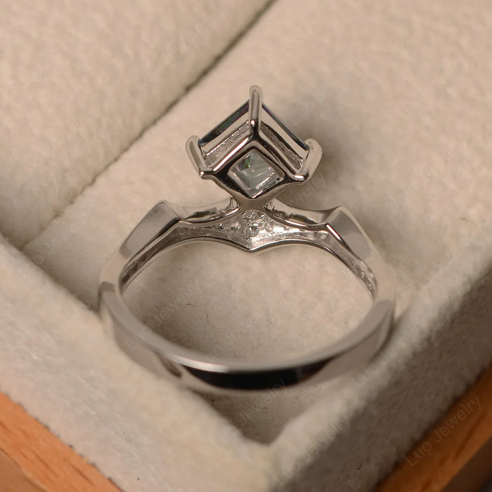 Vintage Kite Set Princess Cut Mystic Topaz Ring - Image 3