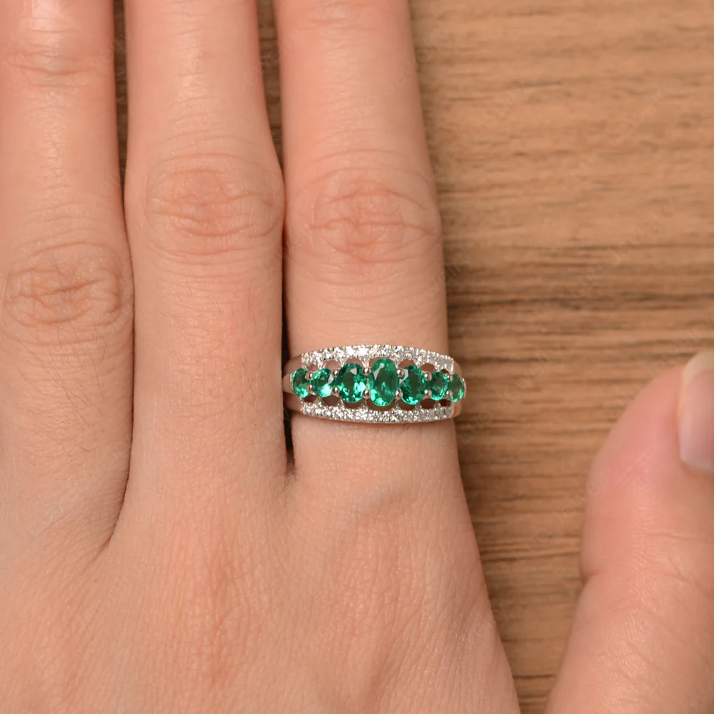 Emerald Cluster Cocktail Ring - Image 4