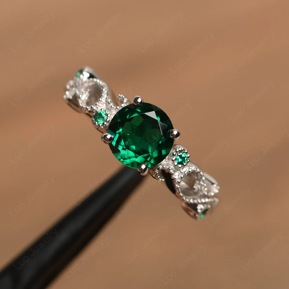 Emerald Art Deco Engagement Ring - Image 3