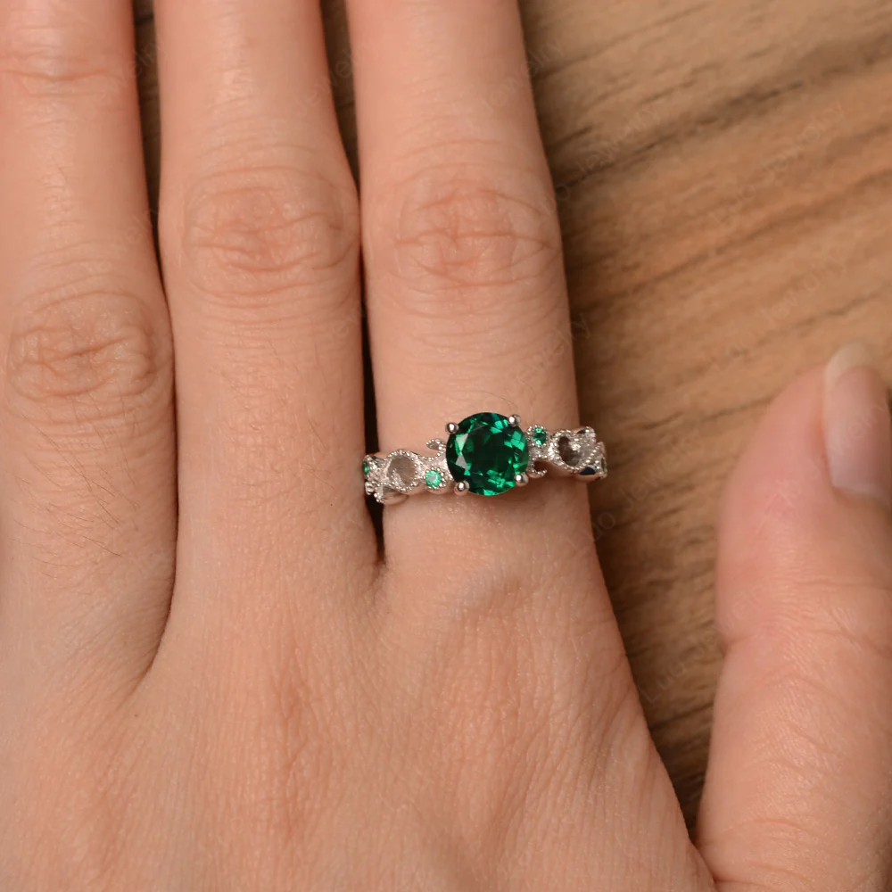 Emerald Art Deco Engagement Ring - Image 5