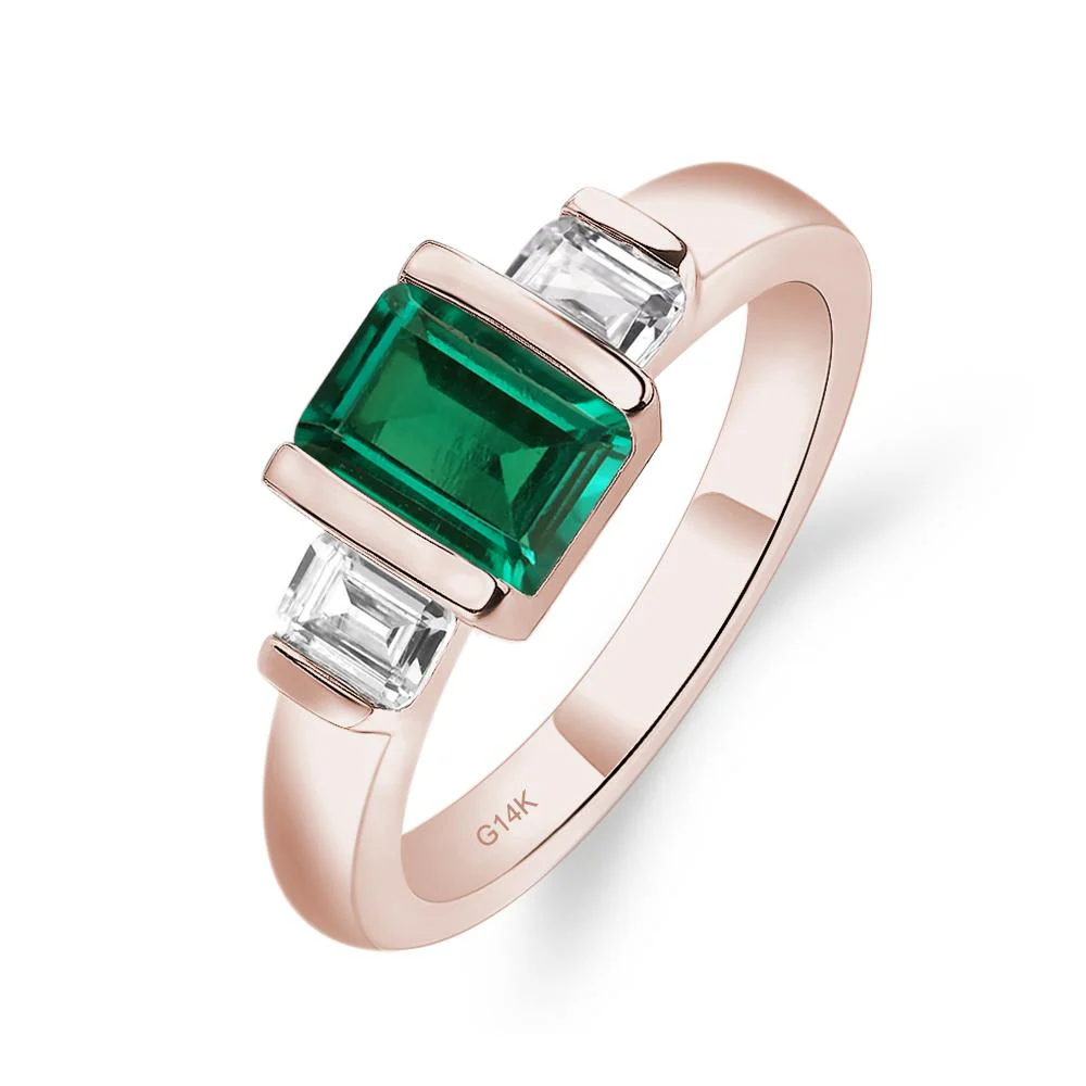 Emerald 3 Stone Ring