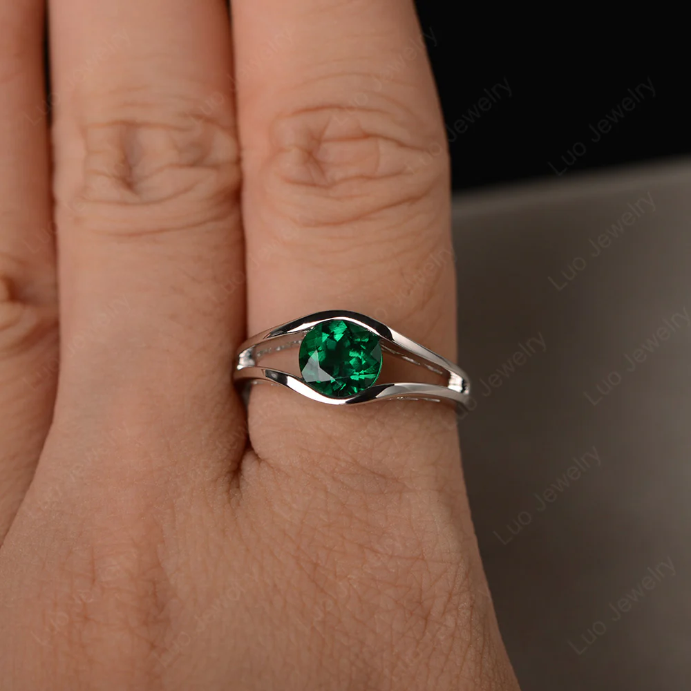 Emerald Unique Solitaire Engagement Ring - Image 4