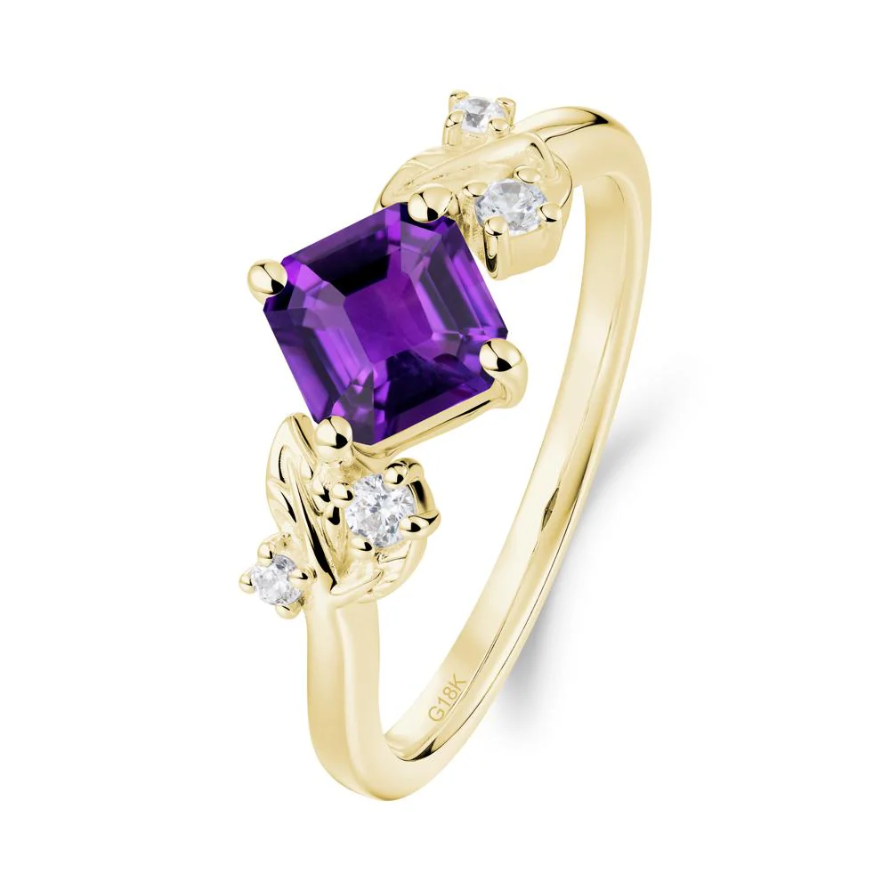 Vintage Leaf Amethyst Wedding Ring - Image 8